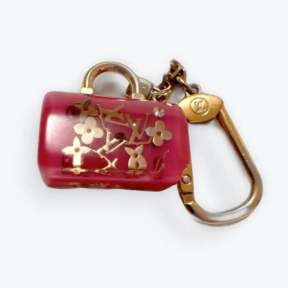 Louis Vuitton Bag Charm Pink Gold Pomme D’Amour Inclusion Speedy Keychain Auth